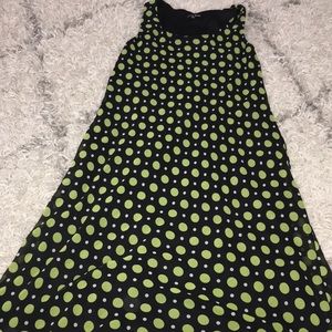 Long Poka Dot Dress With Green Over Coat!